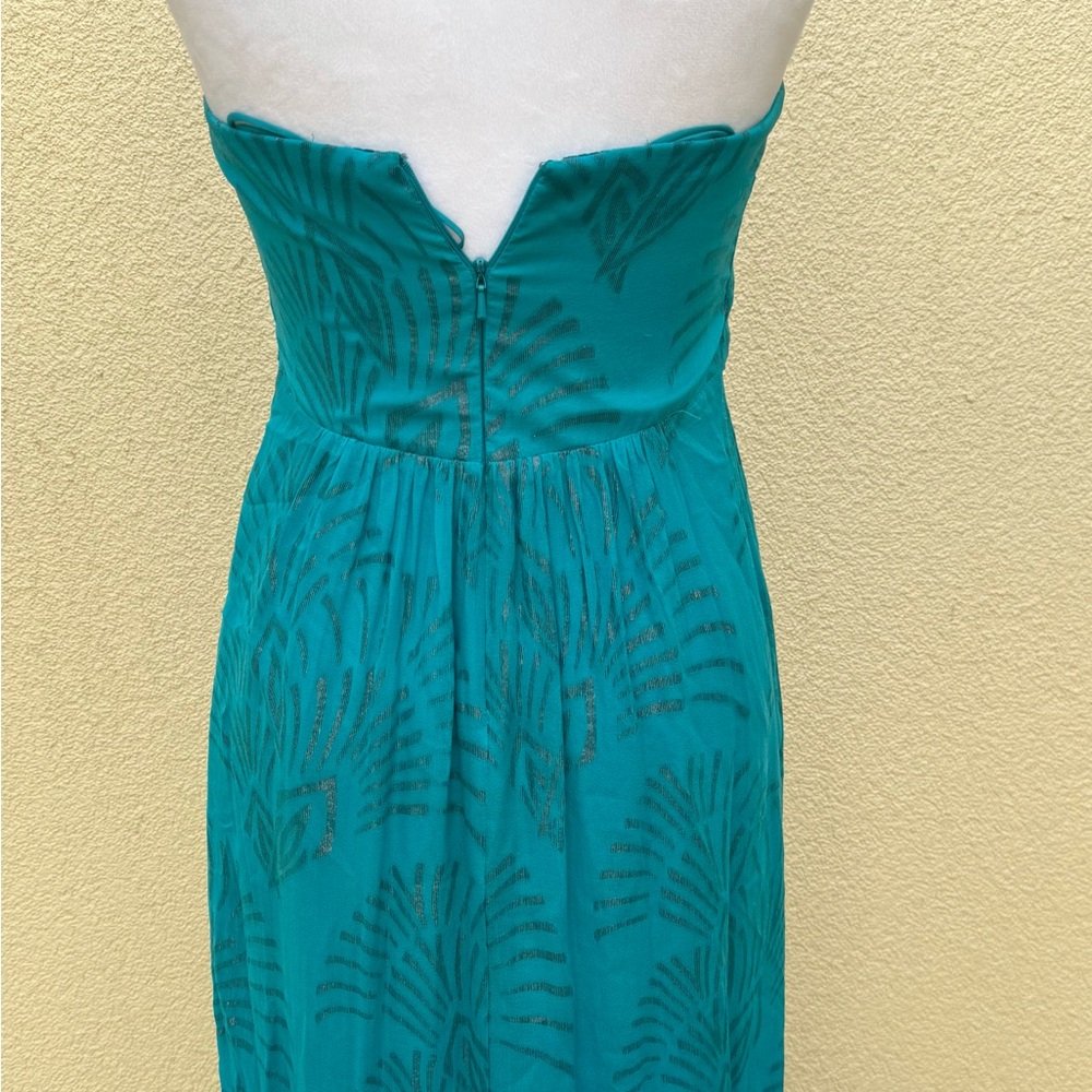 Nicole miller strapless silk maxi turquoise blue dress - Picture 4 of 9